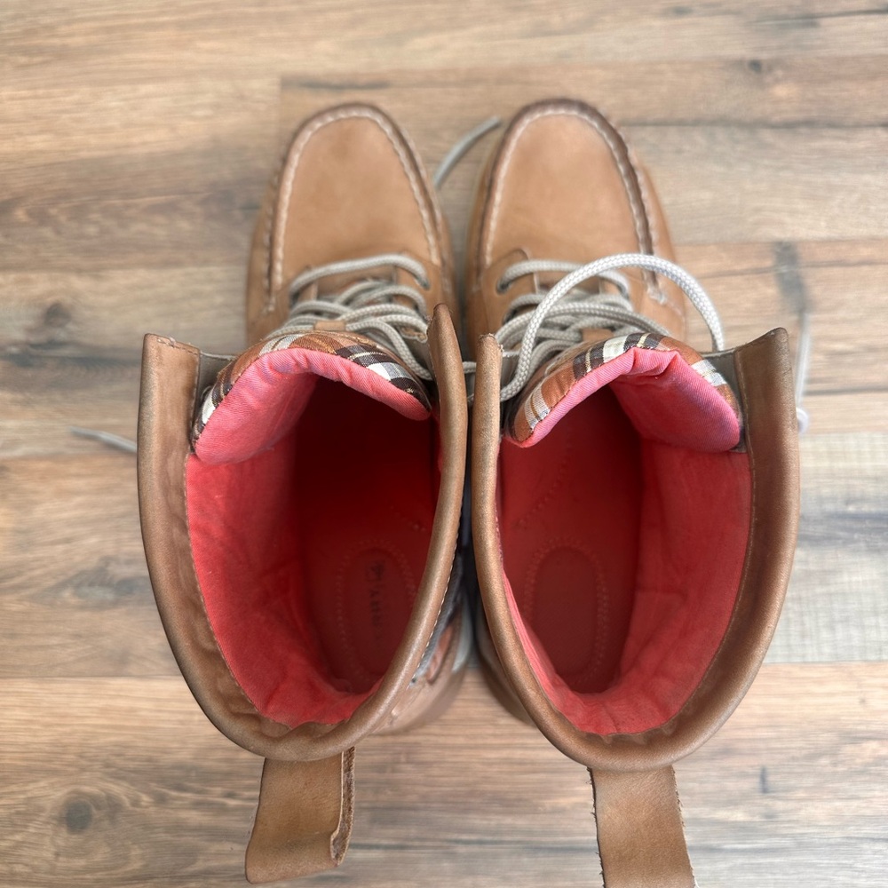 Sperry Women’s Top Sider Tan Leather Lace Up Boots with Plaid Accent 8.5 - Picture 8 of 11